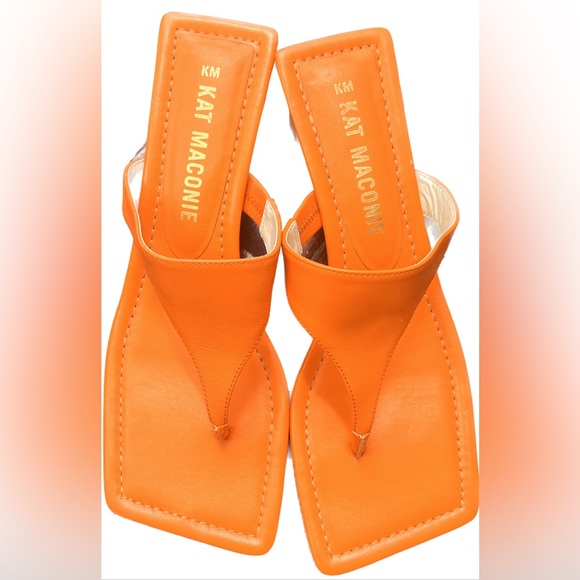 Kat Maconie Square Toe Flip Flop Block Heels - Picture 1 of 4